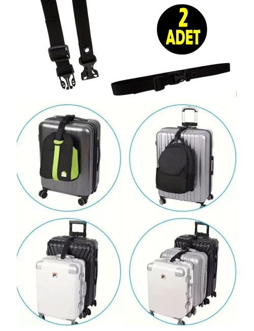 2 PCS Black Adjustable Suitcase Bag Luggage Connecting Strap Belt 50CM