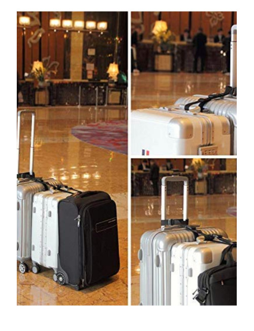 2 PCS Black Adjustable Suitcase Bag Luggage Connecting Strap Belt 50CM