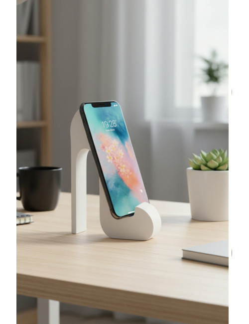 حامل هاتف محمول أو جهاز لوحي مكتبي على شكل حذاء بكعب عالٍ أبيض - US-T002