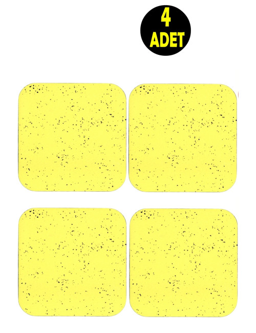 4 Pieces Yellow Sand Pattern Wooden Turkish Coffee Cup Tea Mug Coaster Set for Home Office