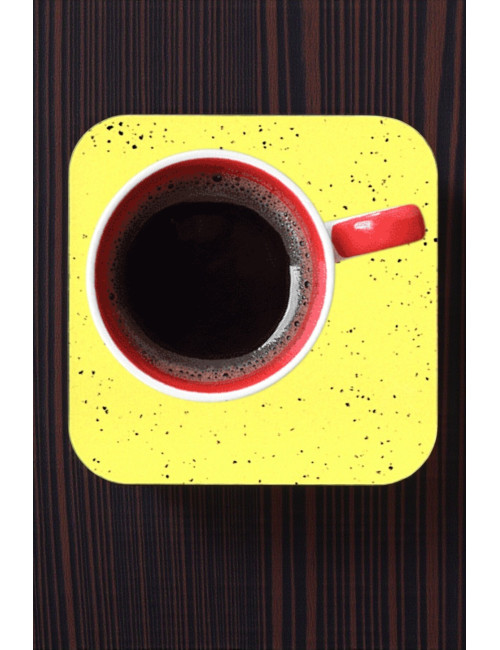 4 Pieces Yellow Sand Pattern Wooden Turkish Coffee Cup Tea Mug Coaster Set for Home Office