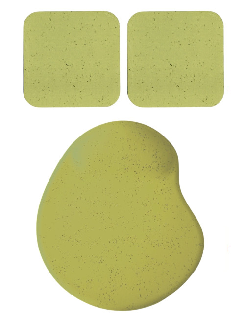 Oval Haki Rengi Kum Desen Bilek Destekli Mouse Pad + 2 Adet Kupa Fincan Bardak Altlığı Altlık Set