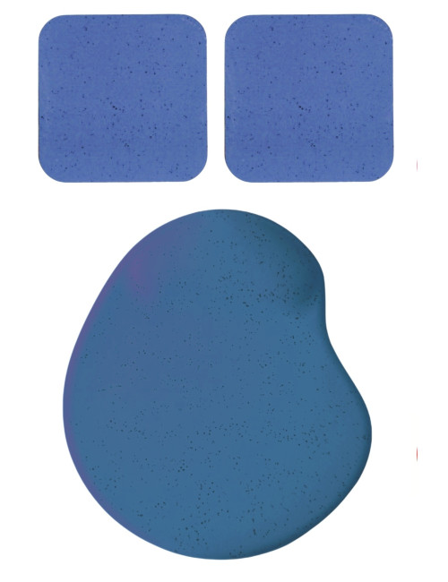 Oval Mavi Kum Desen Bilek Destekli Mouse Pad + 2 Adet Kupa Fincan Bardak Altlığı Altlık Set