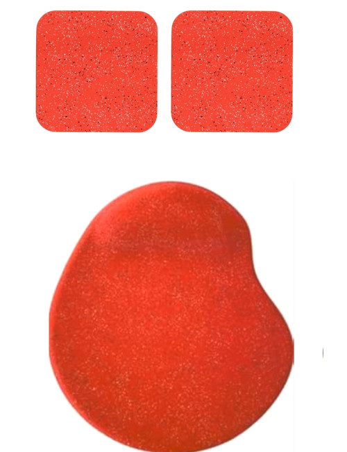 Oval Kırmızı Kum Desen Bilek Destekli Mouse Pad + 2 Adet Kupa Fincan Bardak Altlığı Altlık Set