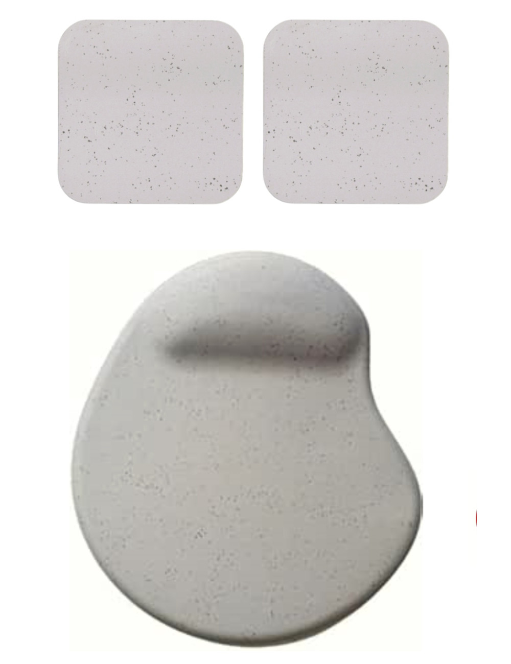 Oval Grey Sand Pattern Mouse Pad with Wrist Rest + 2 Mug/Cup Coaster Set