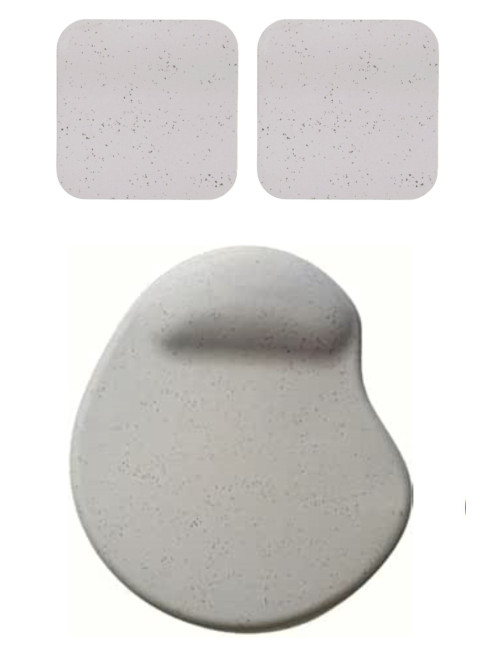 Oval Gri Kum Desen Bilek Destekli Mouse Pad + 2 Adet Kupa Fincan Bardak Altlığı Altlık Set