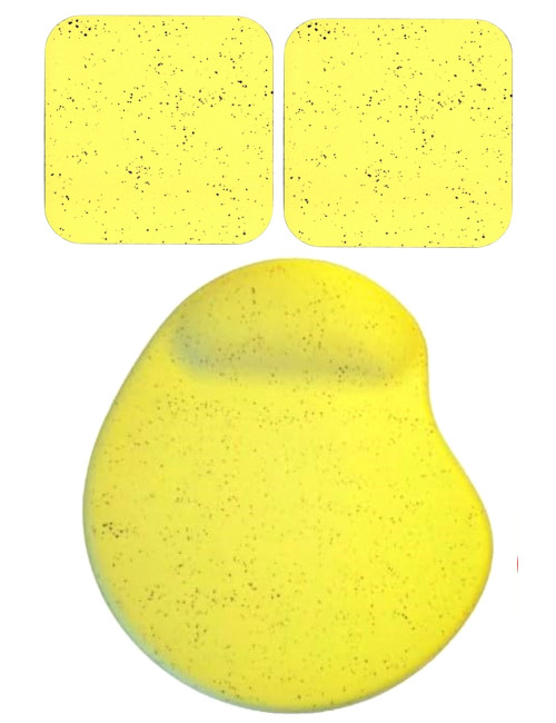 Oval Sarı Kum Desen Bilek Destekli Mouse Pad + 2 Adet Kupa Fincan Bardak Altlığı Altlık Set