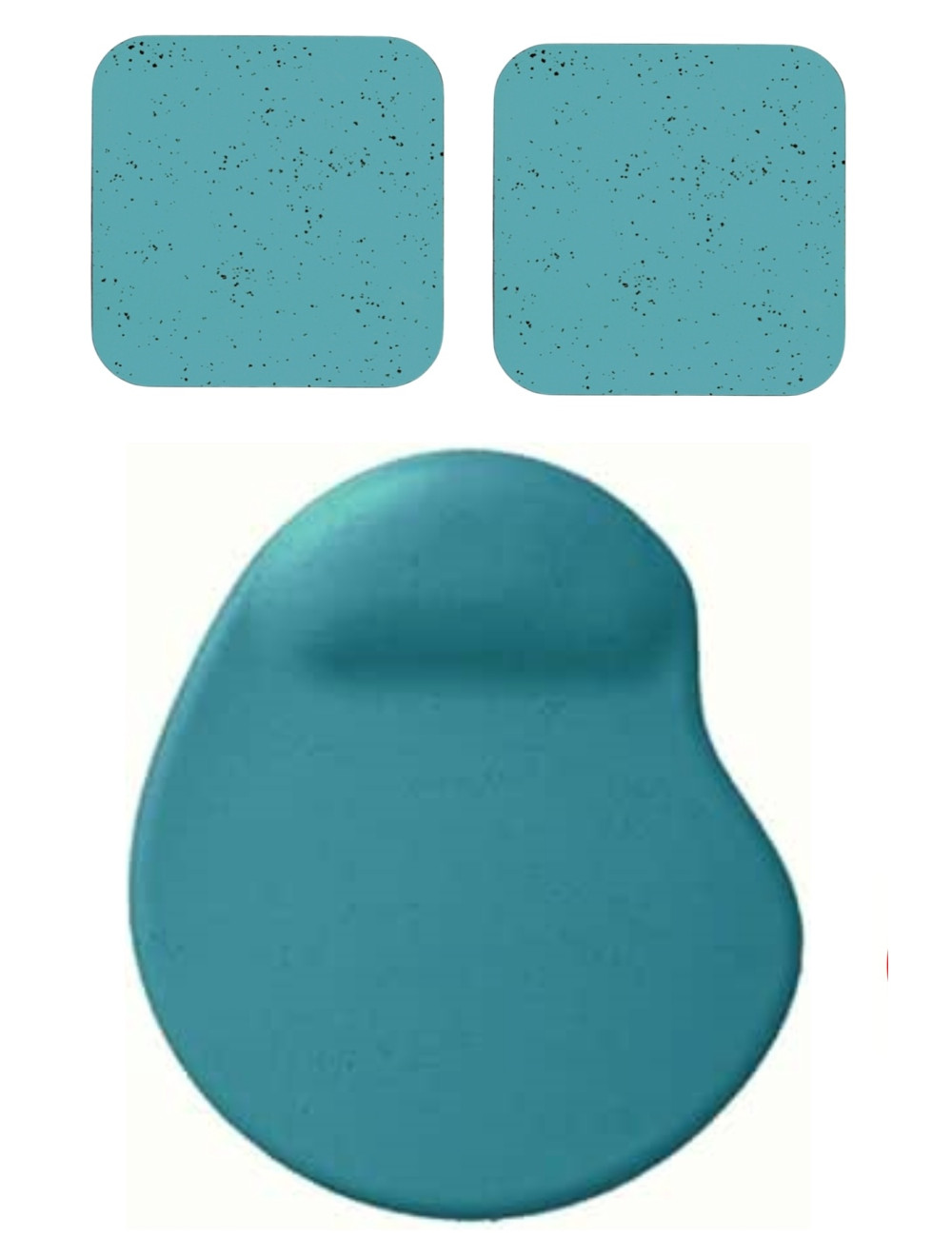Oval Turkuaz Kum Desen Bilek Destekli Mouse Pad + 2 Adet Kupa Fincan Bardak Altlığı Altlık Set