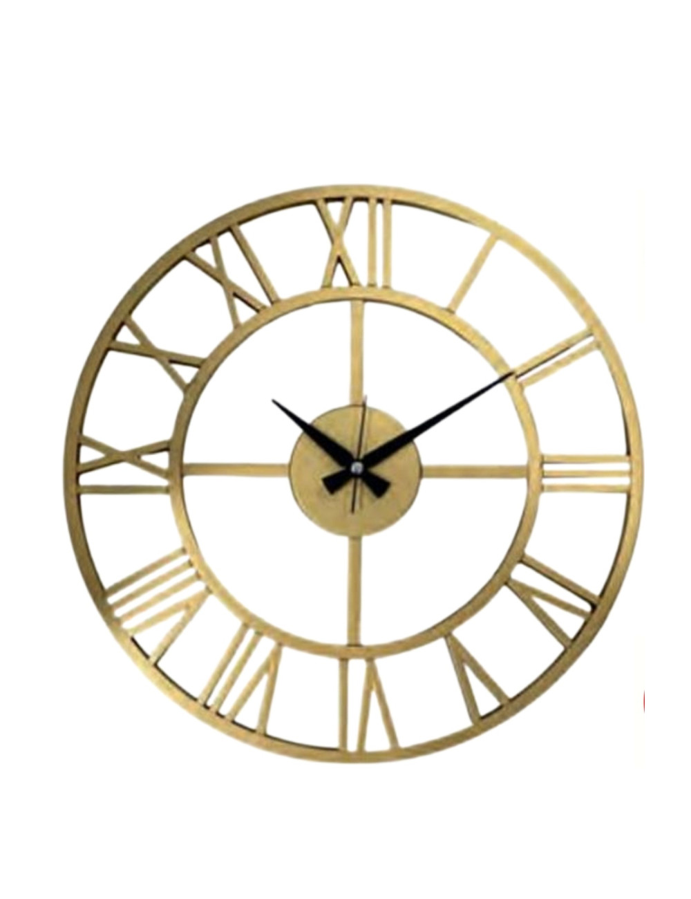 Giftable Decorative Gold Round Open Wall Clock with Roman Numerals for Living Room, Office, Kitchen, 38*38 CM