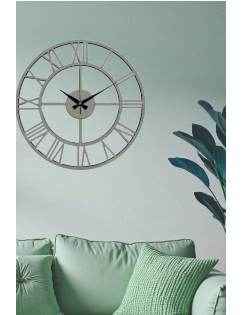 Giftable Decorative Round Chrome Coverless Wall Clock with Roman Numerals for Living Room, Office, Kitchen, 38*38 CM