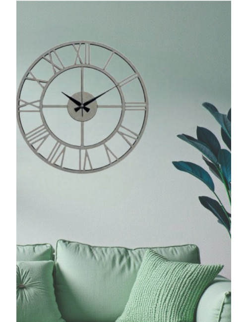 Giftable Decorative Round Chrome Coverless Wall Clock with Roman Numerals for Living Room, Office, Kitchen, 38*38 CM