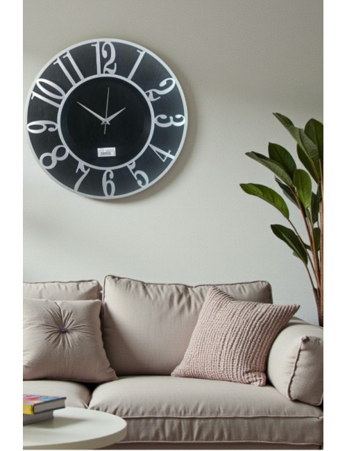 Giftable Decorative Round Chrome Numbered Wall Clock for Living Room, Office, Workplace, Kitchen, 33*33 CM