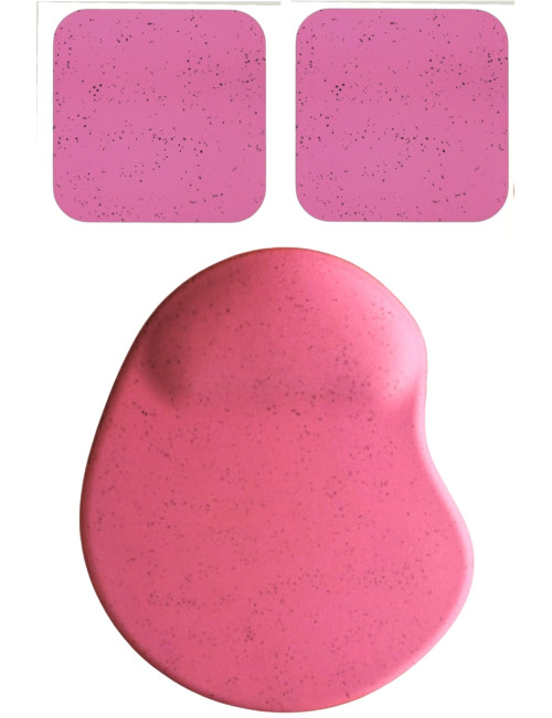Oval Fuchsia Sand Pattern Mouse Pad with Wrist Rest + 2 Fuchsia Mug Coasters Set
