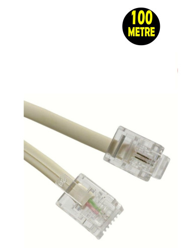 كابل توصيل مودم ADSL/VDSL بطول 100 متر، كابل توصيل خط RJ11، كابل هاتف