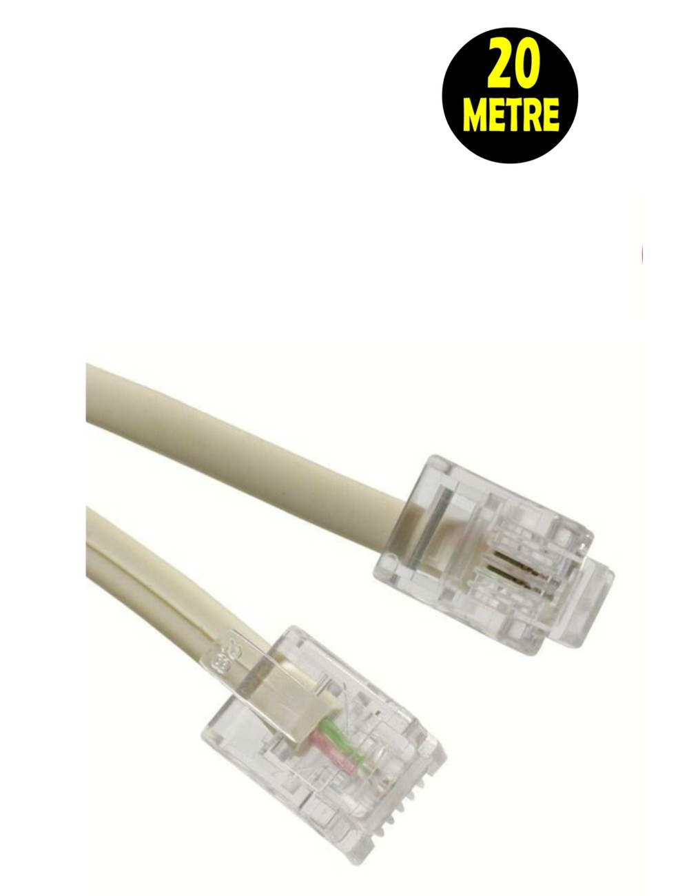 20 Metre Modem Adsl Vdsl Ara Kablosu RJ11 Hat Bağlantı Telefon Kablosu