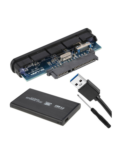علبة ألومنيوم USB 3.0، قرص صلب خارجي 2.5 بوصة، قرص صلب SSD SATA، كابل قرص صلب وعلبة