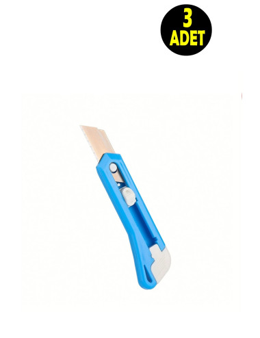 3 Pieces Mini Utility Knife with Plastic Body and Steel Blade - Model Knife 79x30 mm