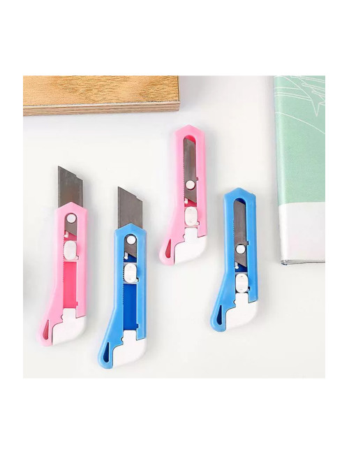 3 ADET Plastik Gövde Çelik Bıçaklı Mini Falçata Bıçak - Maket Bıçağı 79x30 Mm