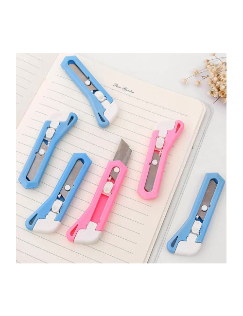 3 ADET Plastik Gövde Çelik Bıçaklı Mini Falçata Bıçak - Maket Bıçağı 79x30 Mm