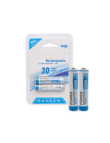 2 x 1600 mAh NiMH AAA Rechargeable 1.2 Volt Standard Thin Pen Batteries (Rechargeable Remote Control Battery)
