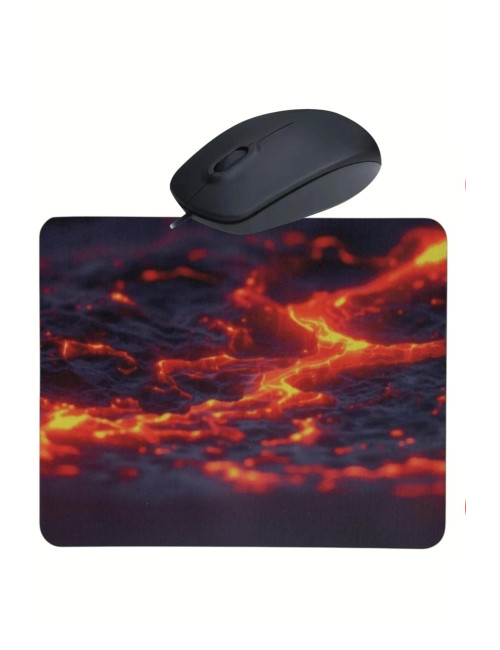 Magma Pattern Mouse Pad + Wired Mouse Computer Mouse Notebook PC Windows XP 7 10 11 Compatible Mouse