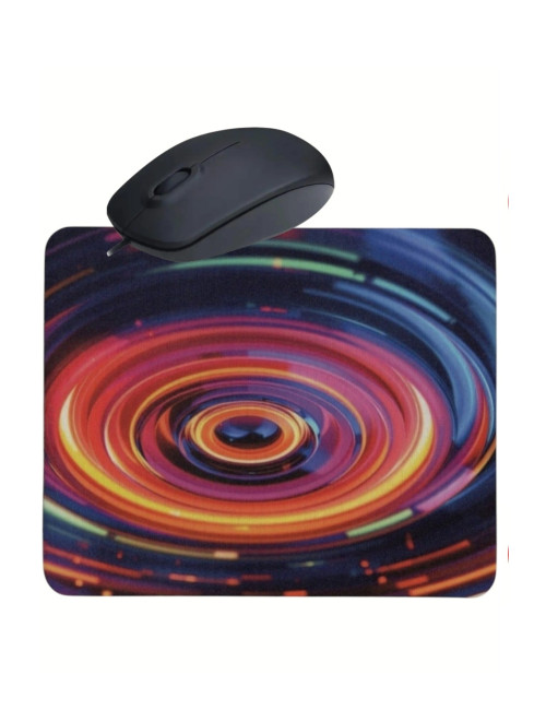 Girdap Desenli Mouse Pad+ Kablolu Mouse Bilgisayar Faresi Notebook PC Windows Uyumlu Mause