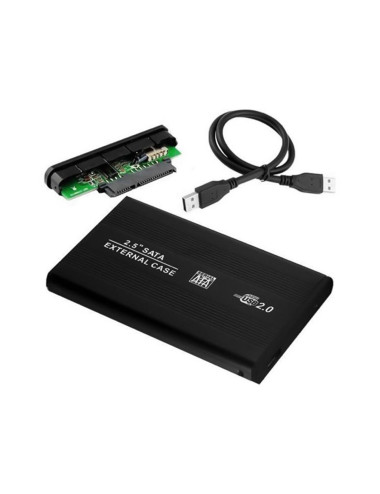 علبة ألومنيوم خارجية لمحرك أقراص صلبة بحجم 2.5 بوصة، تدعم USB 2.0، SSD، SATA، مع كابل