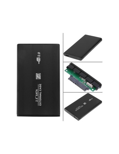 علبة ألومنيوم خارجية لمحرك أقراص صلبة بحجم 2.5 بوصة، تدعم USB 2.0، SSD، SATA، مع كابل