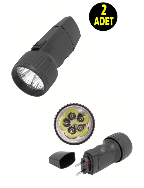 2 x Rechargeable LED Camping, Night Hiking, Earthquake Survival Flashlights (5 LEDs) 135x45x45mm