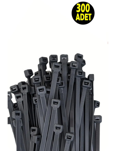 300 Pieces 20 cm - 3.6 mm Black Electrical Cable Tie Clips Plastic Clamp Velcro Clamp