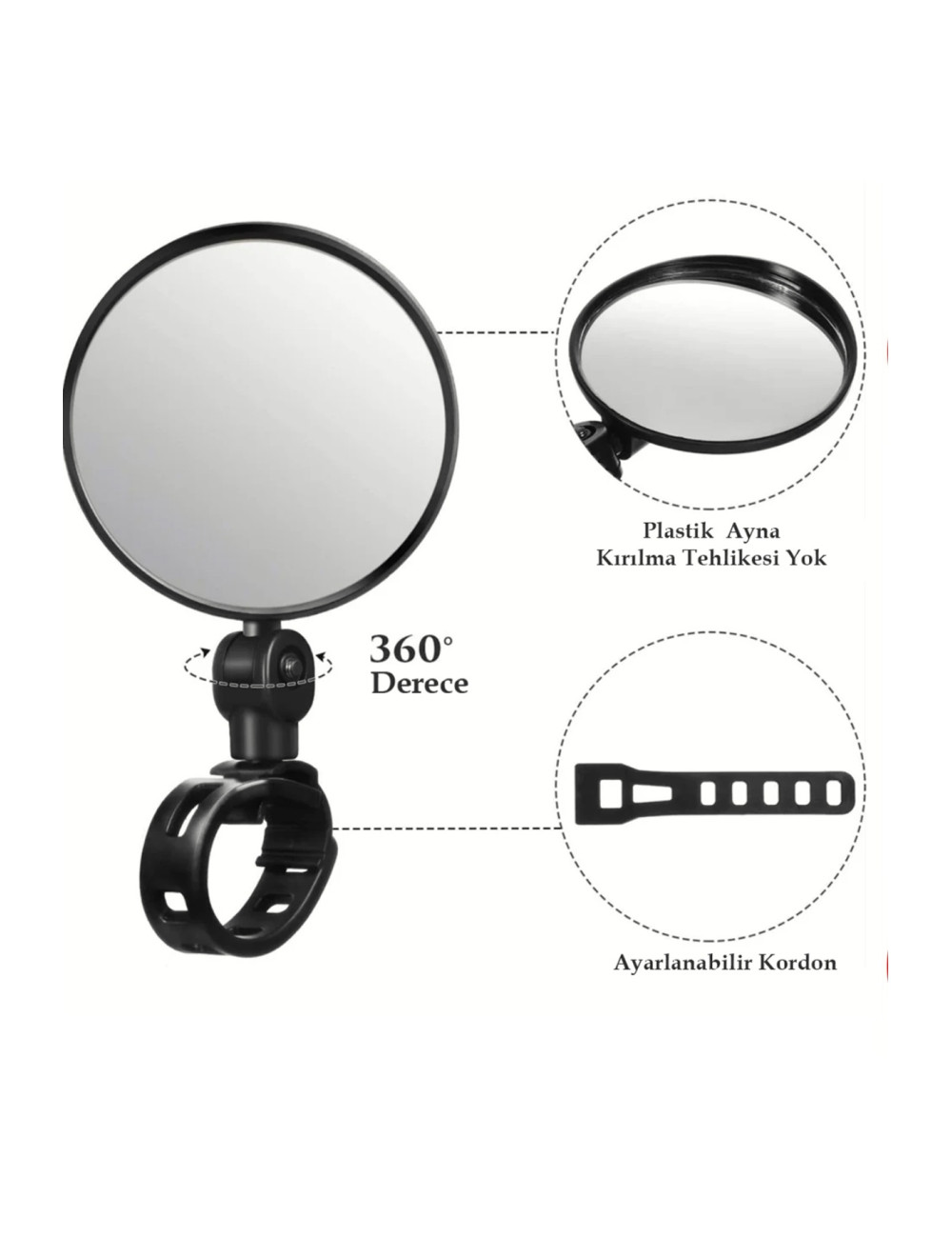 Motosiklet Mobilet Scoter Motorsiklet Motor Bisiklet Scooter 360 Drecece Plastik Tekli Dikiz Aynası