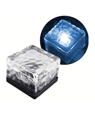 Blue Solar Glass Brick Look Solar Powered Garden Decoration Ground LED Night Light Fixture