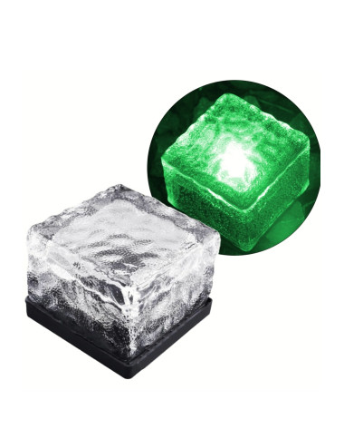 Green Decorative Solar Glass Brick Look Solar Powered Garden Ground LED Night Light Fixture