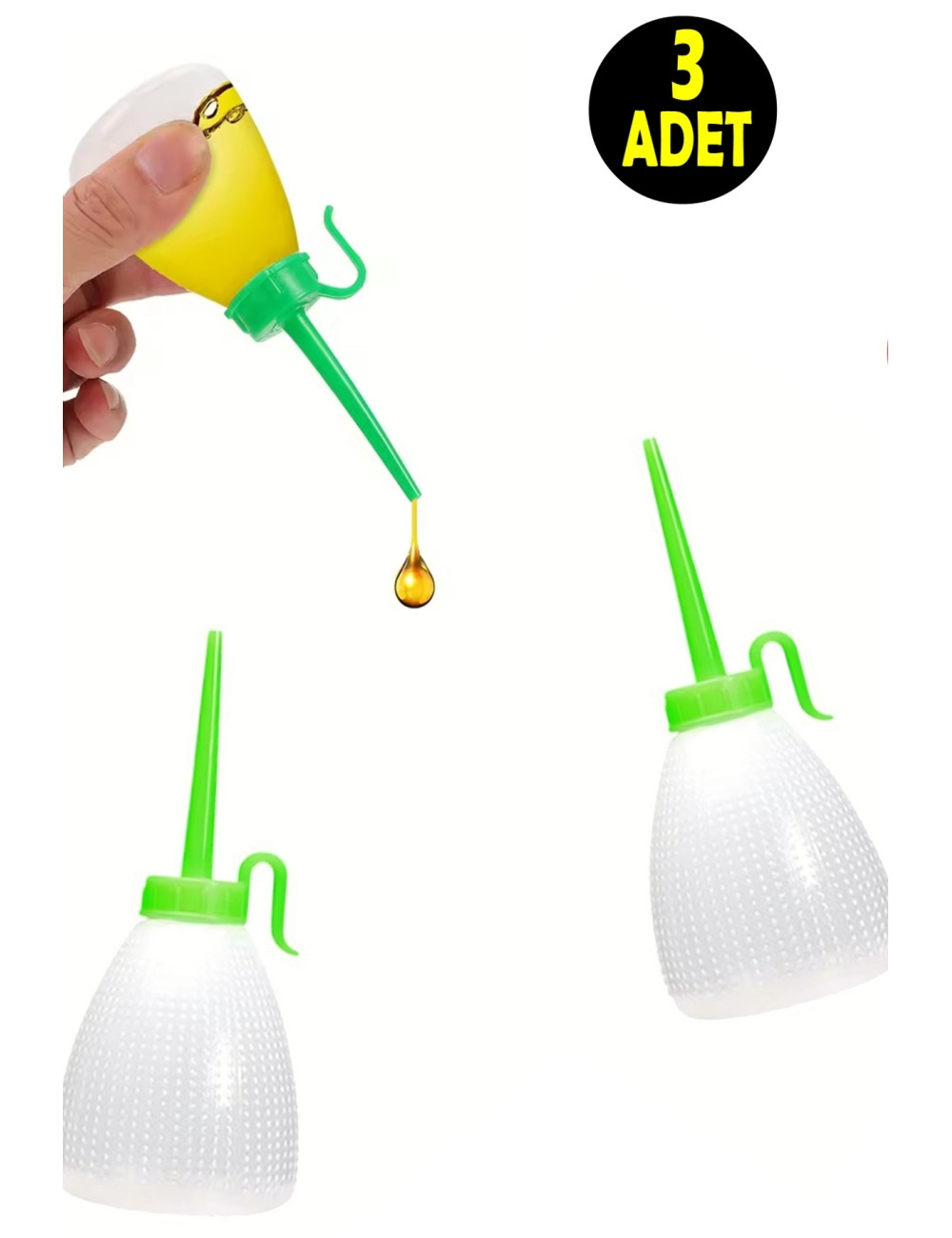 3 Pieces 60ml Motor Silicone Machine Oil Lubrication Plastic Bottle Funnel Dropper Bottle 122.7 * 52mm