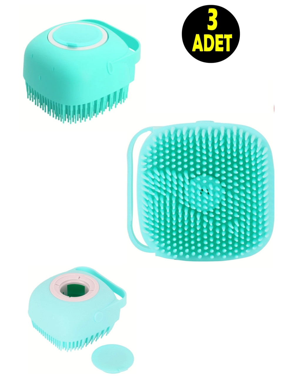 3-Piece Soft Silicone Shower Bath Loofah - Silicone Exfoliating Shower Massage Brush with Shampoo and Soap Dispenser