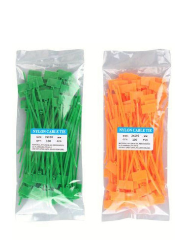 200 Pieces 2 Colors Labeled Electrical Cable Tie Clips Plastic Clamp Velcro Clamp 100x3mm