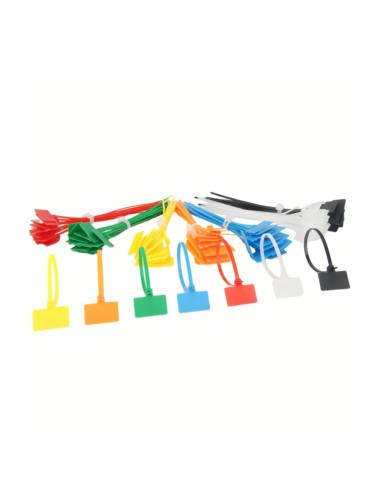 200 Pieces 2 Colors Labeled Electrical Cable Tie Clips Plastic Clamp Velcro Clamp 100x3mm