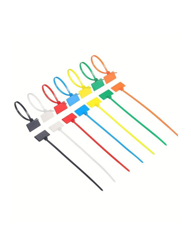 200 Pieces 2 Colors Labeled Electrical Cable Tie Clips Plastic Clamp Velcro Clamp 100x3mm