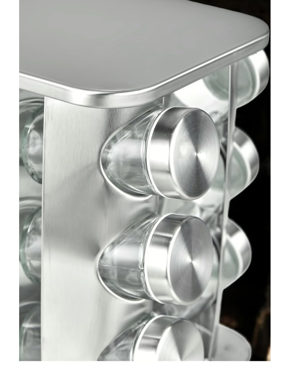 Stylish Countertop Spice Rack and Spice Set Stand with 12 Glass Jars and 360-Degree Rotation