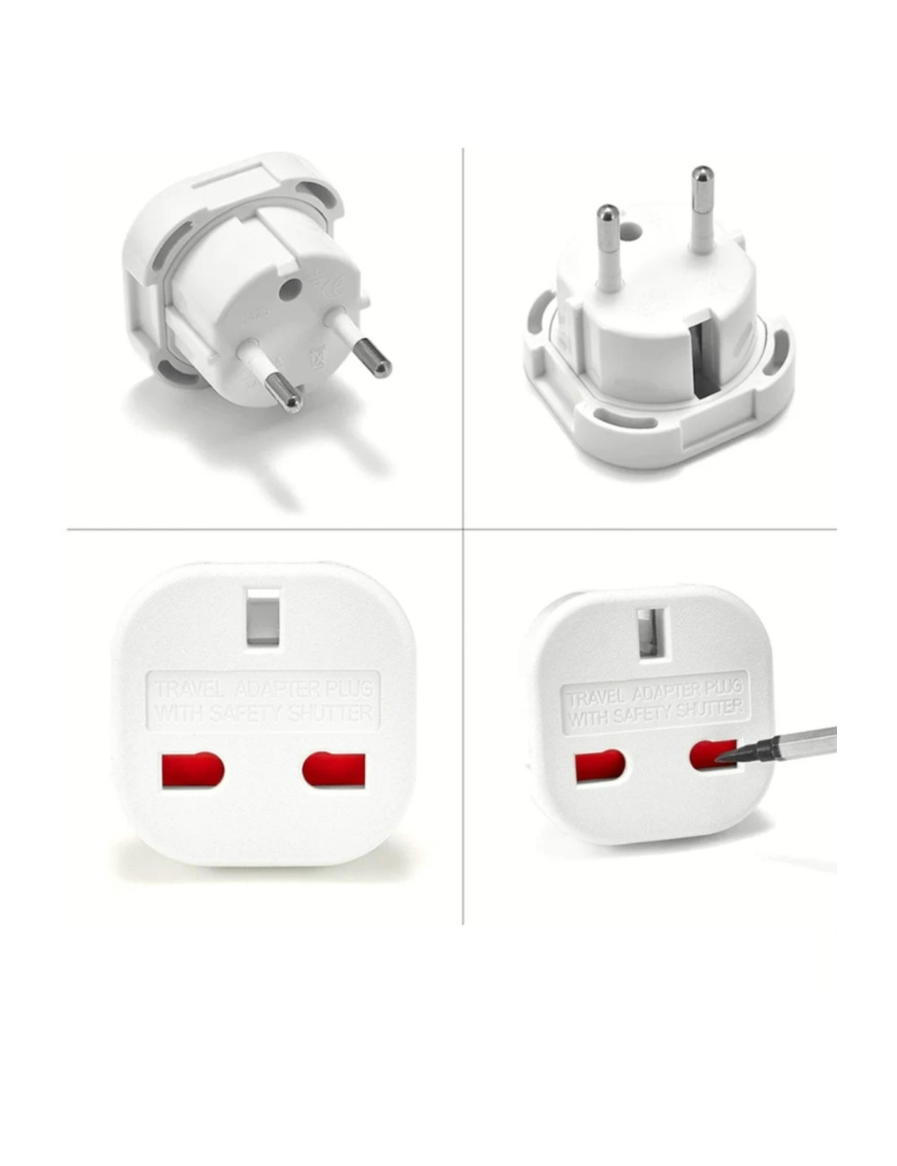 Jack Type Plug to British Type Plug Converter Adapter Travel Adapter 240V 10A/16A