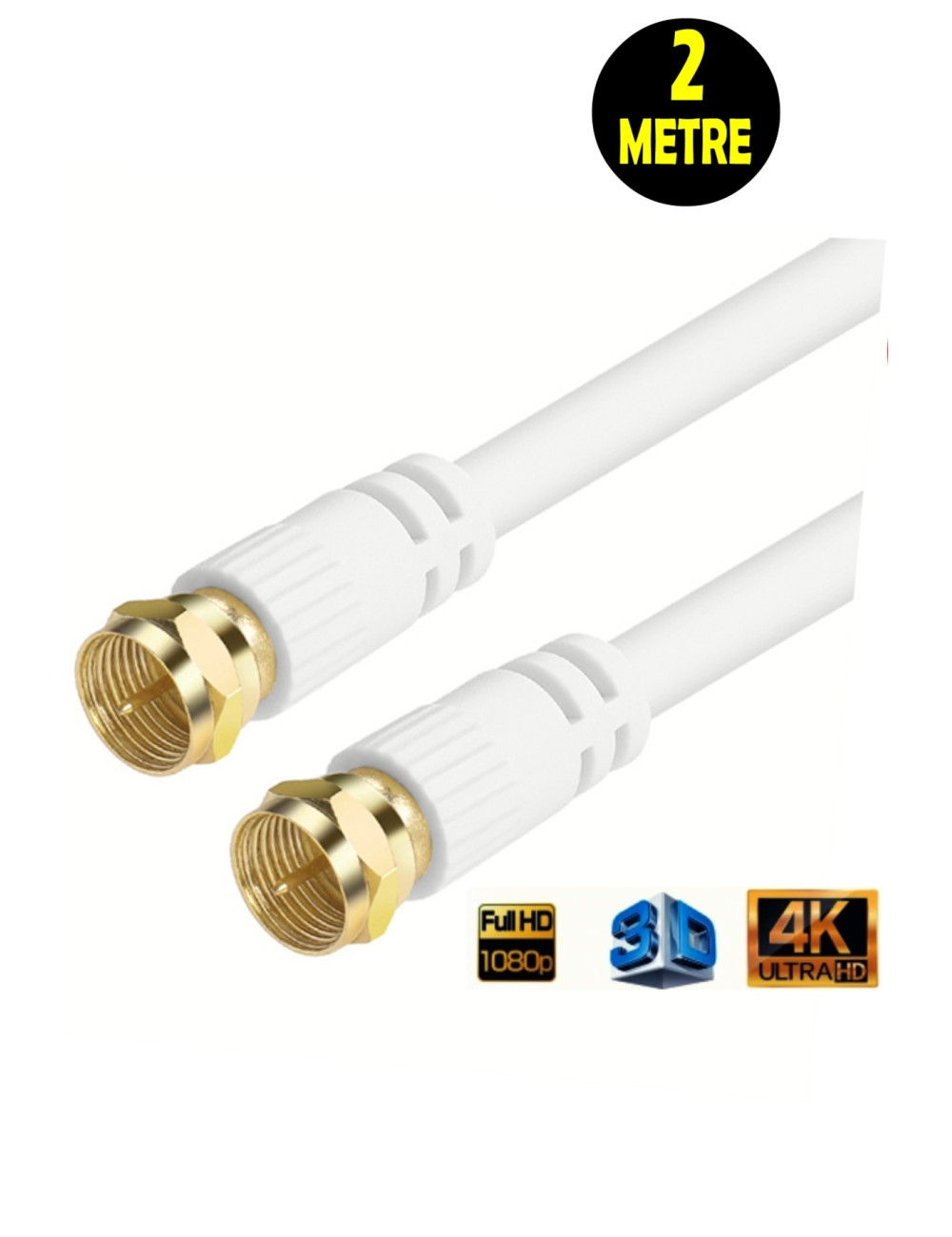 2 Meter Factory Made Gold Plated F Connector RG6/U4 Full HD 3D 4K Antenna TV Dish Satellite LNB Cable