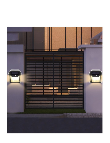 Sensörlü Rustik 2 Ampullu Güneş Enerjili Bahçe Balkon Teras Aydınlatması Lambası Solar Aplik Armatür