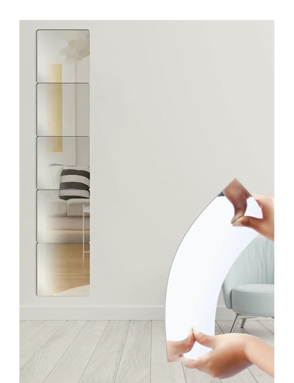 4040 cm Yapışkanlı Kırılmaz Esnek PVC Salon Mutfak Yatak Odası Dekorasyon Amaçlı Duvar Aynası