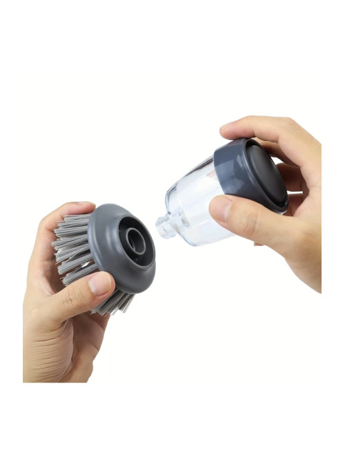 Easy Dishwashing Brush and Sponge with Detergent Dispenser for Sink, Countertop, Plate, Pot, and Pan Cleaning.