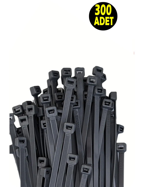 300 Adet Siyah Elektrik Kablosu Kablo Bağı Klips Plastik Kelepçe Cırt Cırt Kelepçe 25 Cm-3.6 Mm