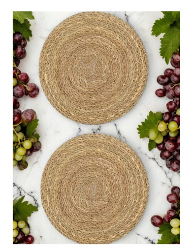 10LU PAKET Hasır Yuvarlak Amerikan Servis Tabak Tava Tencere Altlığı Nihale Runner Supla Altlık 35Cm