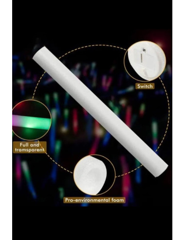 5 ADET Led Işıklı Çok Renkli Sünger Doğum Günü Parti Konser Eğlence Çubuğu -3 Fonksiyonlu Çubuk