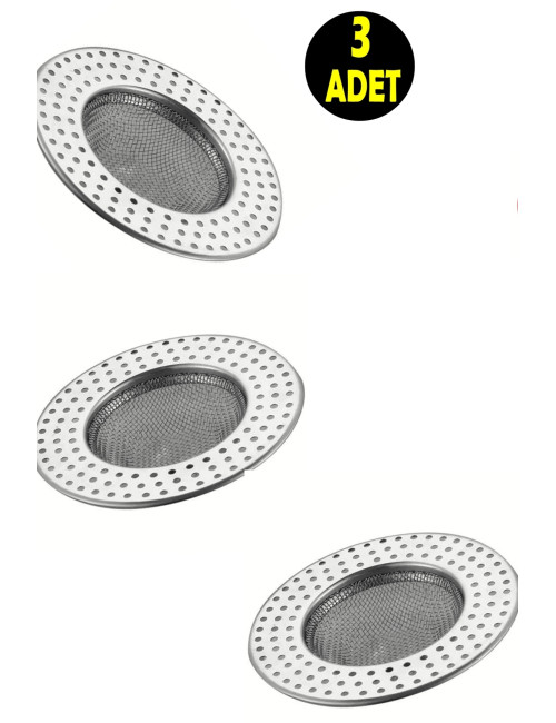 3 Pieces Stainless Steel Removable Non-Deformable Shower Sink Bathroom Balcony Drain Strainer