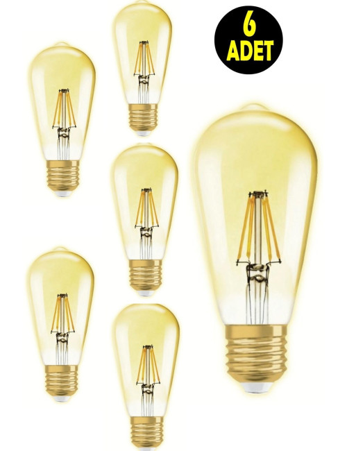 6 Pieces 4W 27 Socket 400 Lumen Decorative Rustic Gold Color LED Bulb 2700k Yellow Light Chandelier Lamp