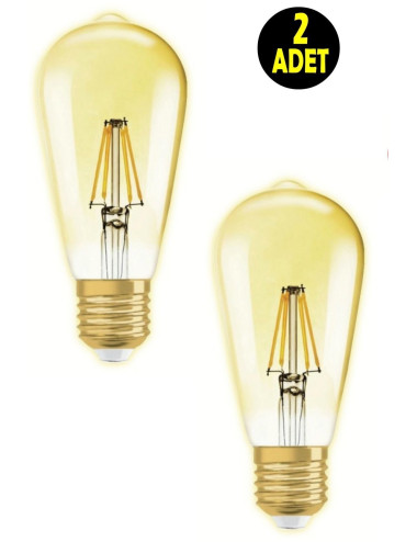 4 W E 27 Duy 400 Lümen Dekoratif Rustik Vintage Altın Rengi Led Ampul 2700k Sarı Işık Avize Lambası